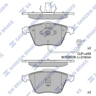 Колодки тормозные передние Audi A6 (4B2,C5) (-05) Hi-Q (SANGSIN) SP1705