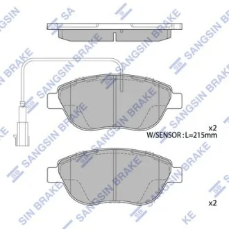 Колодки гальмівні передні Fiat Liana (07-), Punto (05-), Fiat 500 (08-)  HI-Q Hi-Q (SANGSIN) SP1746