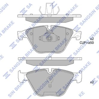 Колодки гальмівні передні BMW 5 (F07, F10, F18) (10-), 6 (F12, F13) (11-), 7 (F01,F02,F03,F04) (11-) HI-Q Hi-Q (SANGSIN) SP1821