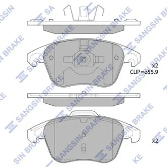 Колодки тормозные передние Citroen C4 II (B7) (09-), DS4 (11-), Peugeot 208, 307 Hi-Q (SANGSIN) SP1830A