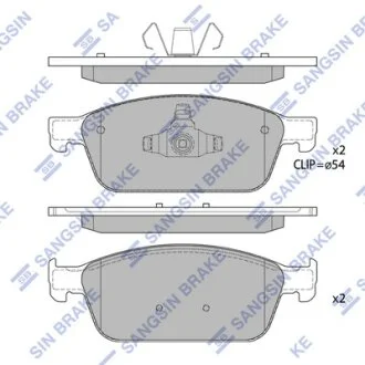 Колодки гальмівні передні Ford Focus III (14-), Kuga II (DM2) (13-), Transit Connect (13-)  HI-Q Hi-Q (SANGSIN) SP1886