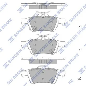 Колодки гальмівні задні (дискові) Ford C-MAX II EcoBoost (12-), Ford Focus III (12-), Volvo C30 (06-)  HI-Q Hi-Q (SANGSIN) SP1947