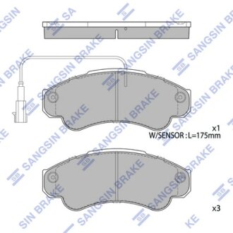 Колодки тормозные передние Citroen Jumper (02-), Fiat Ducato (02-), Peugeot Boxe Hi-Q (SANGSIN) SP4033