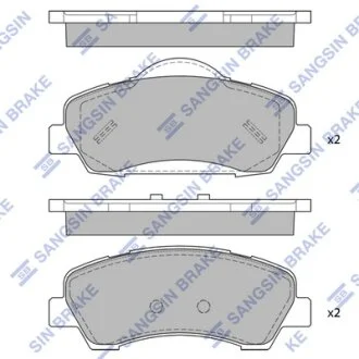 Колодки гальмівні передні Citroen C4 Cactus (14-), C-Elysee (12-)  HI-Q Hi-Q (SANGSIN) SP4208