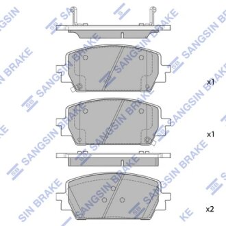 Колодки тормозные передние Sorento (20-), Santa Fe (21-), Santa Cruz (22-) Hi-Q (SANGSIN) SP4464