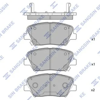 Колодки тормозные передние Hyundai Nexo (19-) Hi-Q (SANGSIN) SP4488