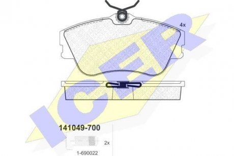 Комплект гальмівних колодок (дискових) ICER 141049-700 (фото 1)