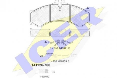 Комплект гальмівних колодок (дискових) ICER 141126-700 (фото 1)