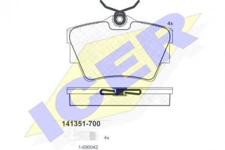 Комплект гальмівних колодок (дискових) ICER 141351-700 (фото 1)