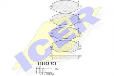 Комплект гальмівних колодок (дискових) ICER 141498-701 (фото 1)