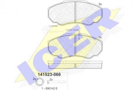 Комплект гальмівних колодок (дискових) ICER 141523