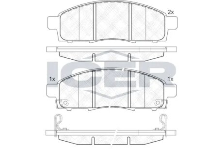 Комплект гальмівних колодок (дискових) ICER 141966