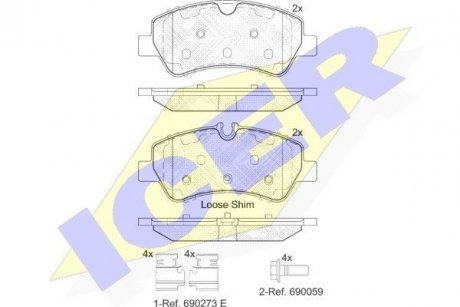 Комплект гальмівних колодок (дискових) ICER 142116