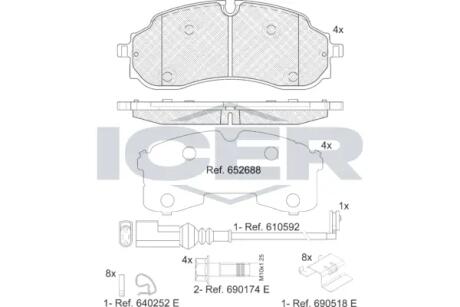 Комплект гальмівних колодок (дискових) ICER 142490