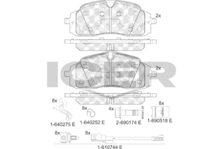 Комплект гальмівних колодок (дискових) ICER 142511