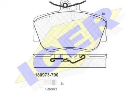 Комплект гальмівних колодок (дискових) ICER 180973-700 (фото 1)