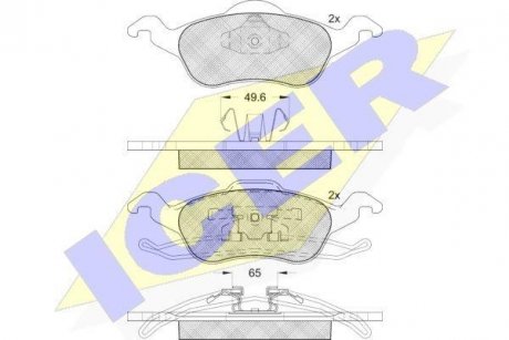 Комплект гальмівних колодок (дискових) ICER 181264