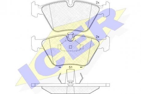 Комплект гальмівних колодок (дискових) ICER 181296 (фото 1)