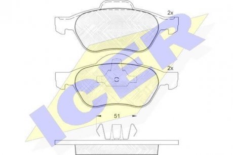 Комплект гальмівних колодок (дискових) ICER 181431
