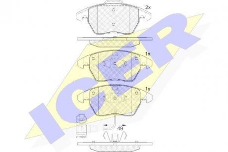 Комплект гальмівних колодок (дискових) ICER 181567