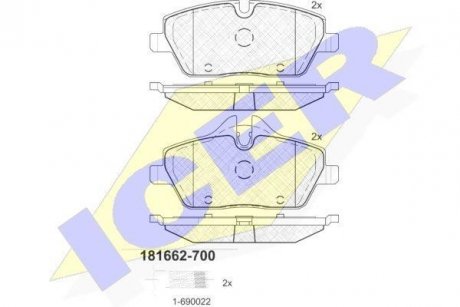 Комплект гальмівних колодок (дискових) ICER 181662-700 (фото 1)