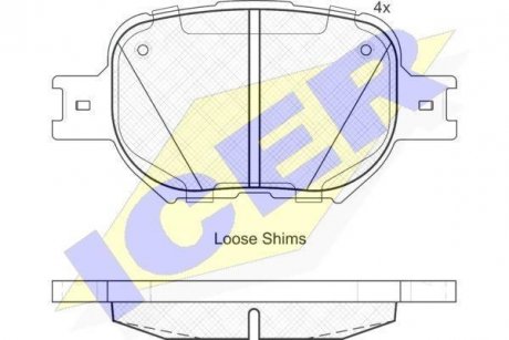 Комплект гальмівних колодок (дискових) ICER 181704