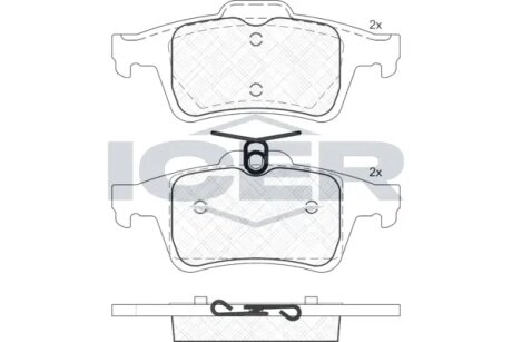 Комплект гальмівних колодок (дискових) ICER 181825