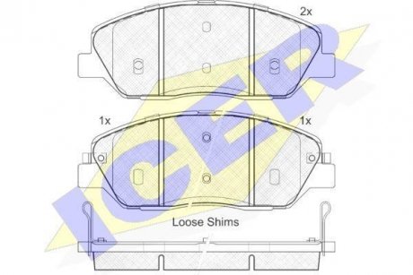 Комплект гальмівних колодок (дискових) ICER 181828