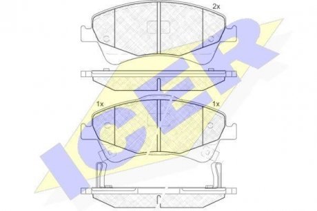 Комплект гальмівних колодок (дискових) ICER 181892 (фото 1)