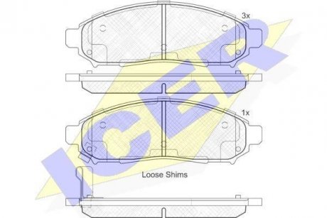 Комплект гальмівних колодок (дискових) ICER 182003