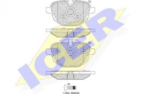 Комплект гальмівних колодок (дискових) ICER 182004