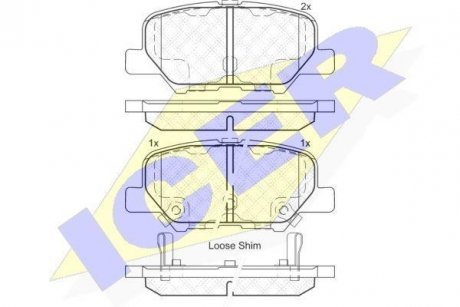 Комплект гальмівних колодок (дискових) ICER 182118