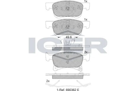 Комплект гальмівних колодок (дискових) ICER 182221