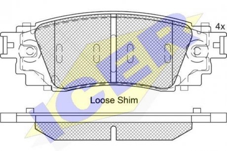 Комплект гальмівних колодок (дискових) ICER 182262