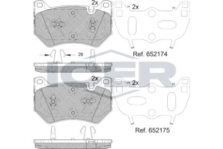 Комплект гальмівних колодок (дискових) ICER 182385