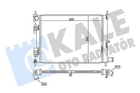 Радіатор охолодження двигуна (паяний) Hyundai Accent IV (11-),i20 (08-)/KIA Rio III (12-) 1.2, 1.4 CVVT, 1.6 Gdi KALE OTO RADYATOR Kale oto radyator 342285