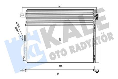 Радиатор кондиционера Jeep Grand Cherokee IV (With Oil Cooler) Kale oto radyator 343185