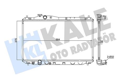 Радіатор охолодження двигуна (паяний) Honda Civic IX (12-) 1.6i, 1.8i Kale oto radyator 347550