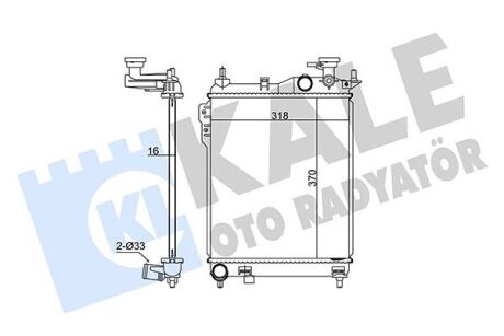 Радіатор охолодження двигуна (паяний) Hyundai Getz (02-) МКПП 1.1i, 1.3i, 1.4i, 1.6i Kale oto radyator 348330