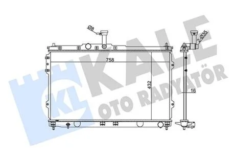 Радіатор охолодження двигуна (паяний) Hyundai H1 (07-) 2.4i, 2.5 CRDi KALE OTO RADYATOR Kale oto radyator 348345