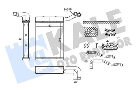 Радиатор отопителя Citroen C5 II, Peugeot 407 Kale oto radyator 352865