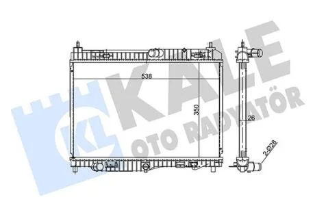 Радіатор охолодження двигуна (паяний) Ford Fiesta (09-), B-Max (12-), Transit Courier (14-) 1.0 EcoBoost KALE OTO RADYATOR Kale oto radyator 353880