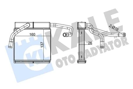 Радіатор обігрівача Ford Ranger ER, EQ (98-), Ranger ET (05-)/Mazda B-Serie (98-), BT-50 (06-) KALE OTO RADYATOR Kale oto radyator 355185