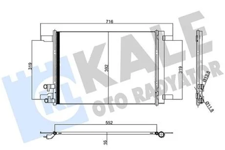 Радіатор кондиціонера Audi A1 (19-)/Seat Leon (20-)/Skoda Karoq (17-), Octavia (13-)/VW Caddy (20-), Passat (14-) Kale oto radyator 357395