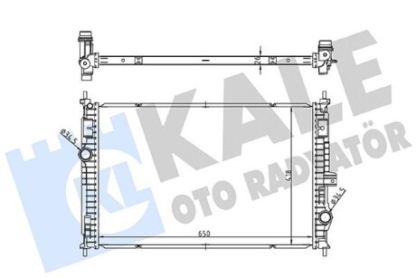Радіатор охолодження двигуна (паяний) Citroen Berlingo, C5 Aircross (18-)/Opel Astra L (21-), Grandland (17-)/Peugeot 308 III (21-), 5008 II (16-), 508 II (18-) Kale oto radyator 363595