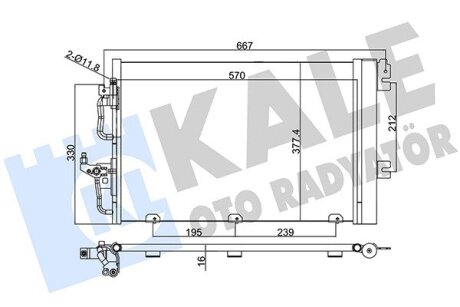 Радіатор кондиціонера (570x377,4x16) Opel Astra H (04-), Zafira B (05-) 1.4i, 1.6i, 1.8i Kale oto radyator 393400