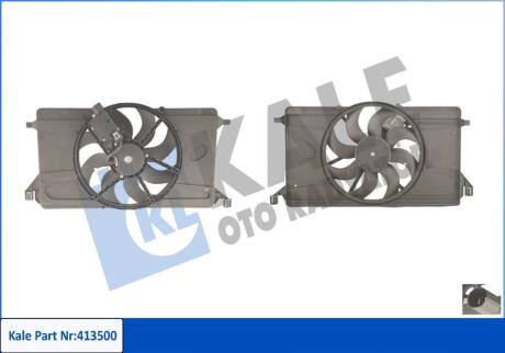 Вентилятор охолодження радіатора (з дифузором) Ford Focus II (04-) 1.6i, 2.0 TdCi Kale oto radyator 413500