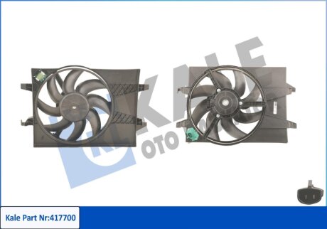 Вентилятор охлаждения радиатора (с диффузором) Ford Fiesta (01-), Fusion (02-) 1 Kale oto radyator 417700
