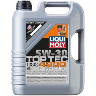 Мастило моторн. TOP TEC 4200 5W-30 API SM/CF; ACEA A3-04/B4-04/C3-04 (Канистра 5л) LIQUI MOLY 7661