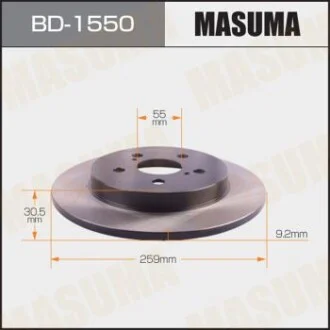 Диск тормозной задний Toyota Prius (09-15) (Кратно 2 шт) Masuma MASUMA BD1550